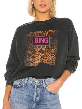 Anine Bing Ramona washed Black Crewneck Sweatshirt ladies size Large